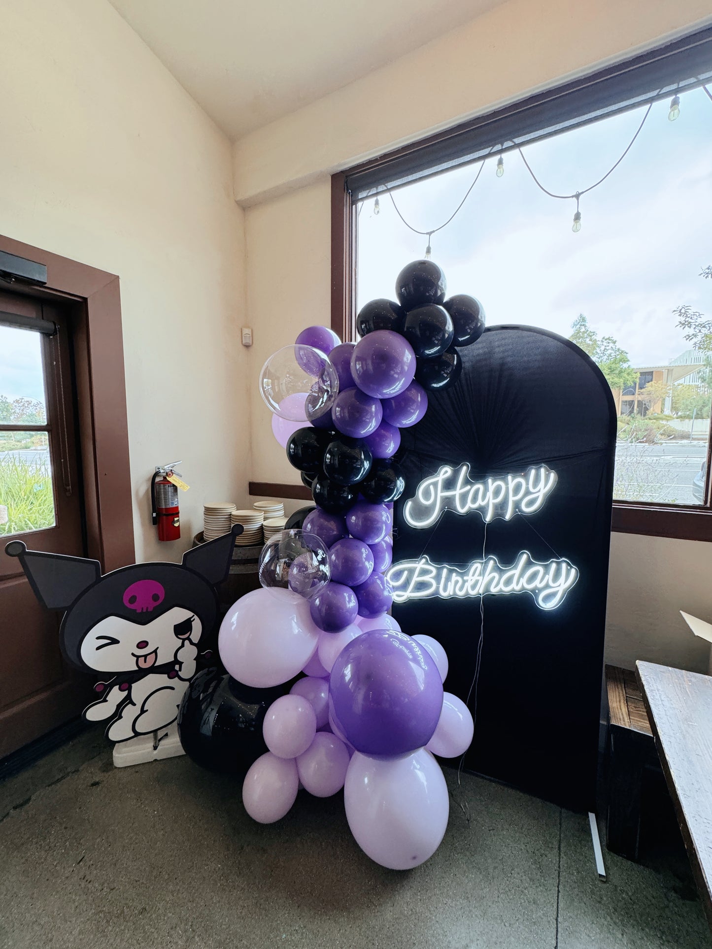 Kuromi themed balloon garland &6 ft arch backdrop